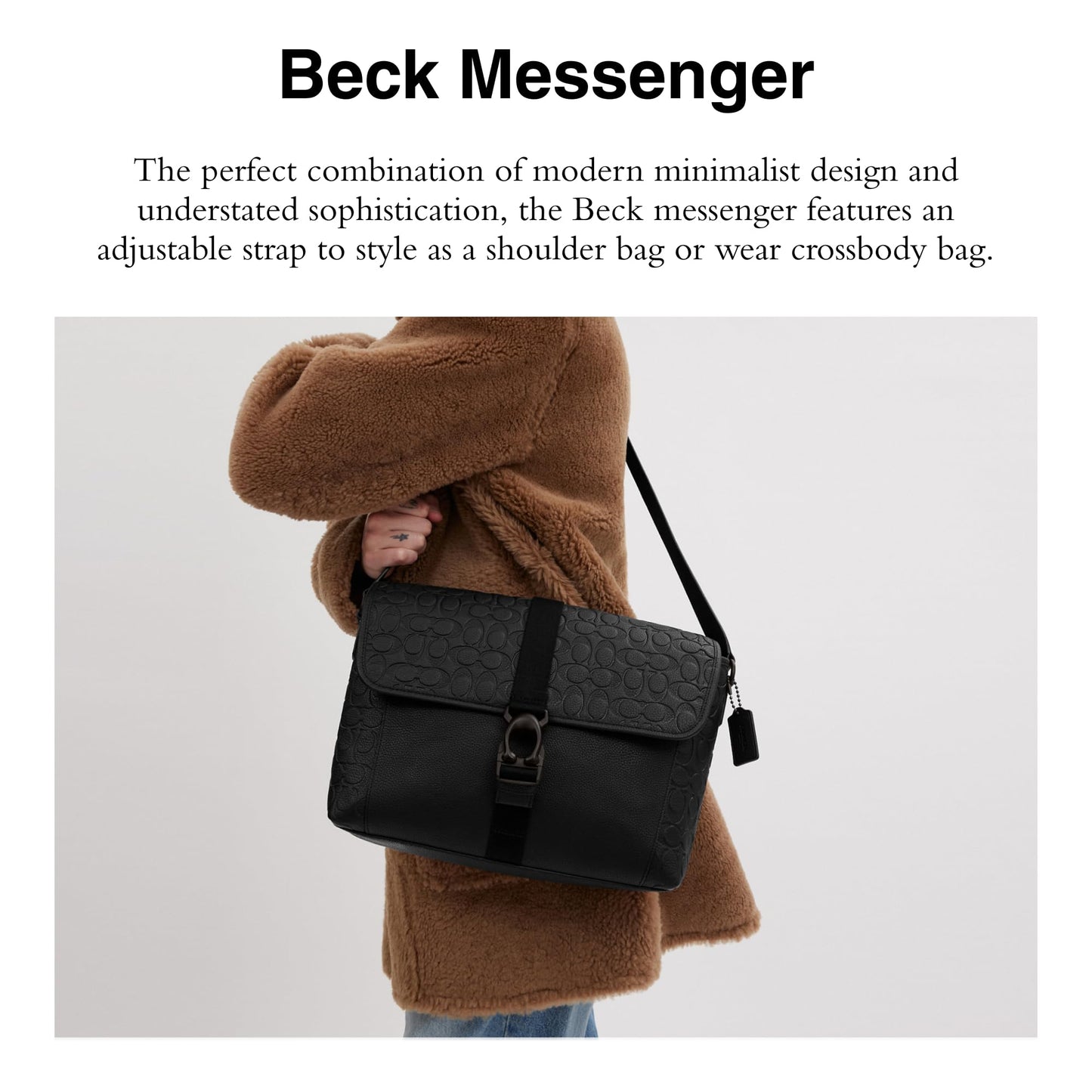 Coach Beck Messenger in Signature Pebble Leather, Black