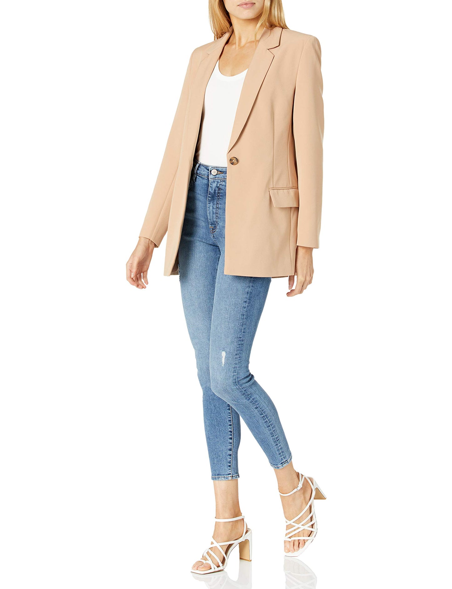 The Drop Women's Blake Long Blazer, Praline, Small