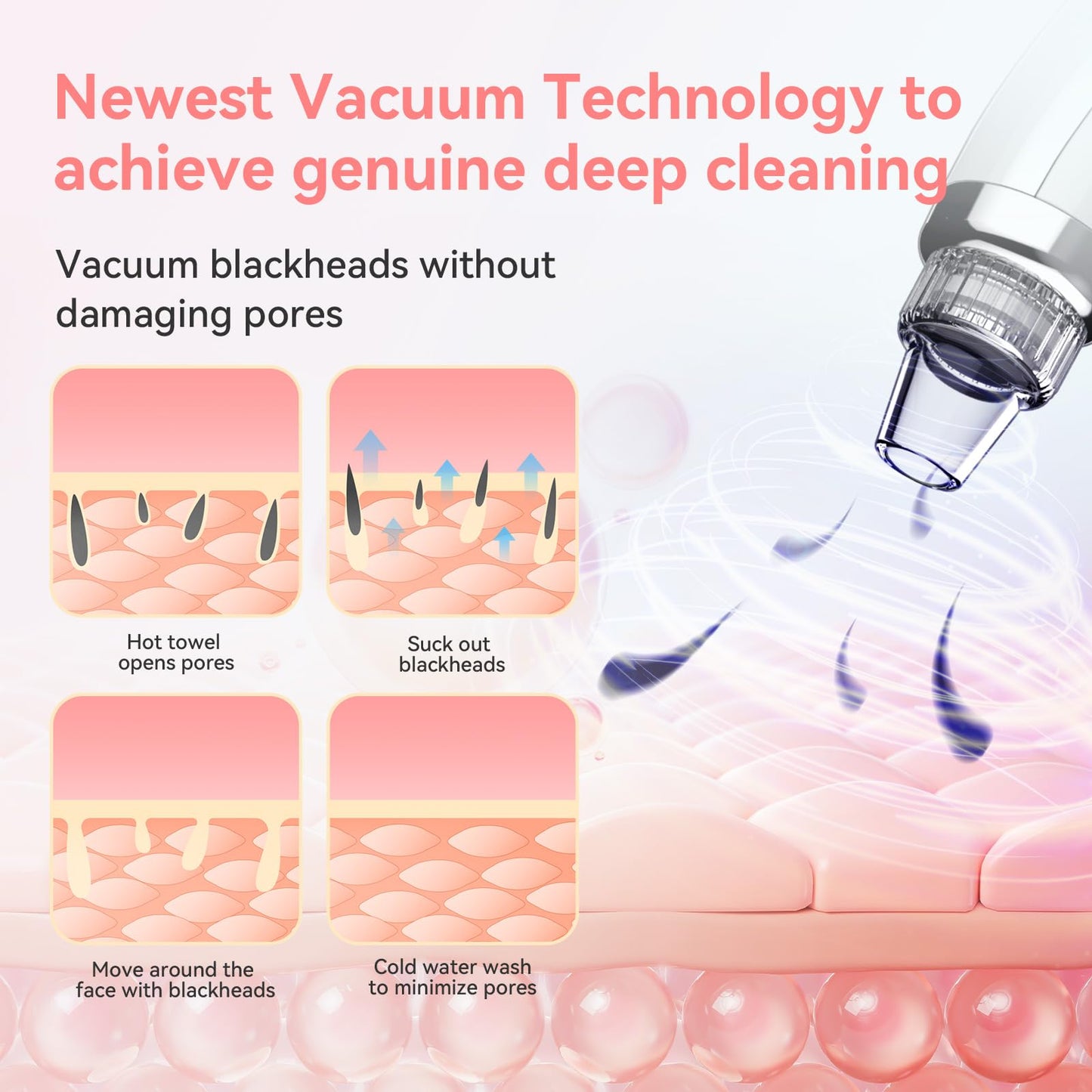 Newest Blackhead Remover Pore Vacuum Upgraded Facial Pore Cleaner Electric Comedone Whitehead Extractor Tool-5 Suction Power,5 Probes,USB Rechargeable Blackhead Vacuum Kit for Women & Men