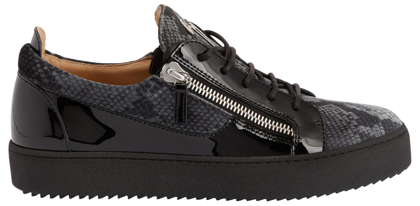 Giuseppe Zanotti, Frankie Velvet Low Top Sneakers, 14, Black
