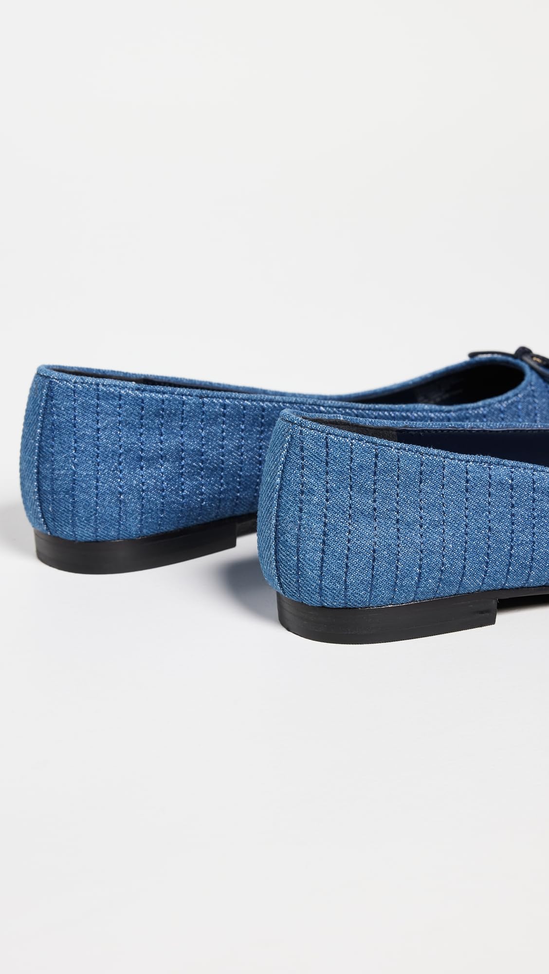 Tory Burch Women's Cap-Toe Quilted Ballet Flats, Dark Denim, Blue, 9 Medium US
