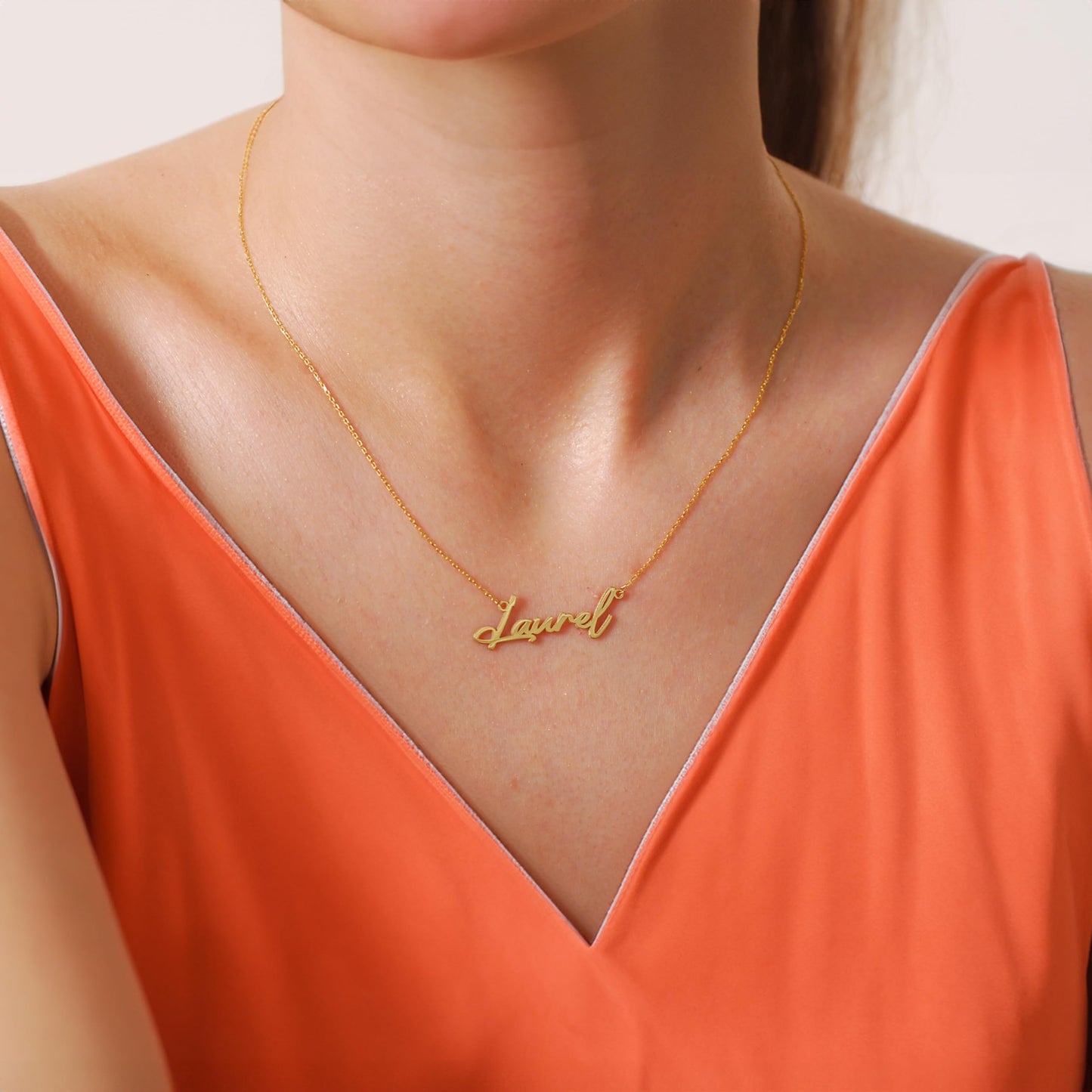 MIONZA 14K Solid Gold Custom Name Necklace For Women, Name Necklace Personalized, Nameplate Customized Pendant, Personalized Jewelry, 14K Solid Gold and Gold Plated Options Gift for Her