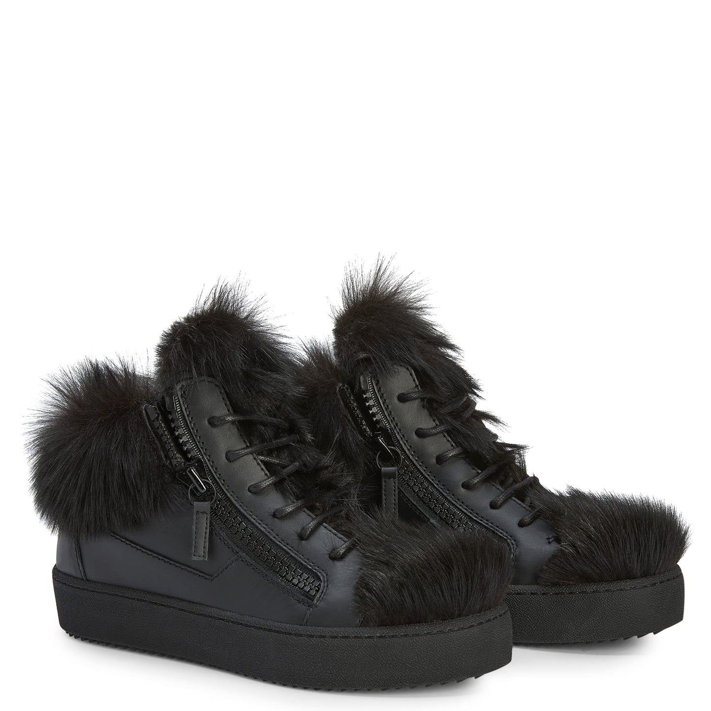 Giuseppe Zanotti, Marlena Winter Mid-Top Sneakers, 6, Black