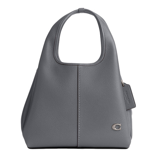 COACH Polished Pebble Leather Lana Shoulder Bag 23, Grey Blue