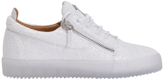 Giuseppe Zanotti, Gail Glitter Low Top Sneakers, 12, White