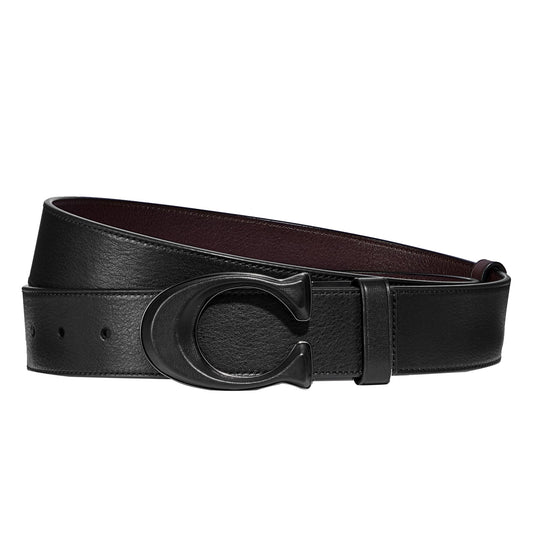 Coach Mens Signature Buckle Cut To Size Reversible 38 Mm Belt, Black/Ox Blood