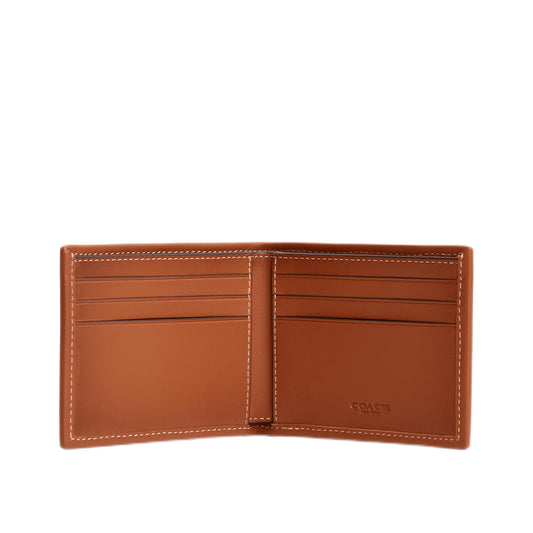 Coach Slim Billfold in Micro Signature Jacquard, Cocoa/Burnished Amber
