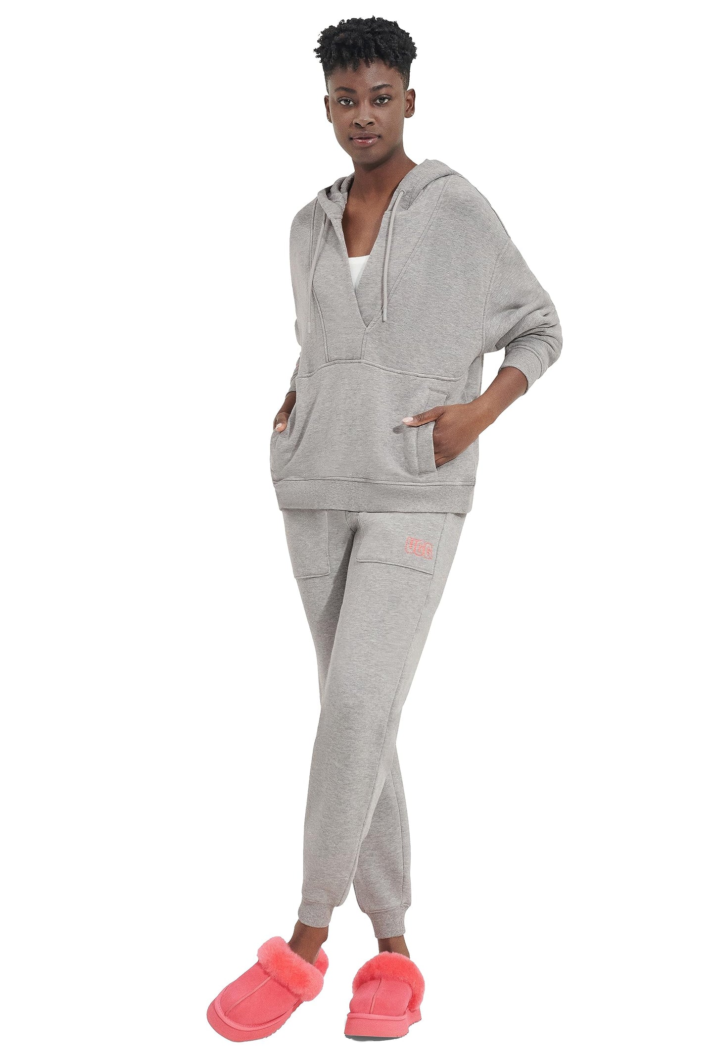 UGG Women's Adryann Hoodie Sweater, Grey Heather, XL