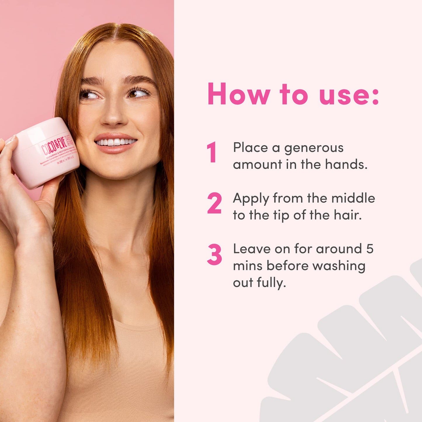 Coco & Eve Sweet Repair Repairing and Restoring Hair Mask. 85% stronger hair, reduce hair damage by 65%. Biomimetic Ceramides, Hyaluronic Acid, Vegan Keratin. Increase Hydration & Shine.
