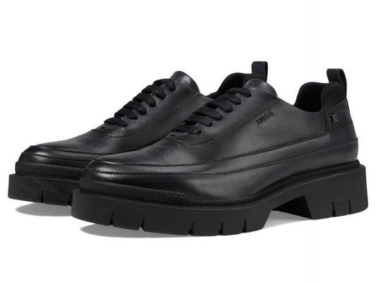 HUGO BOSS Men's Denzel Platform Oxford Shoes, Dark Charcoal Grey, 13