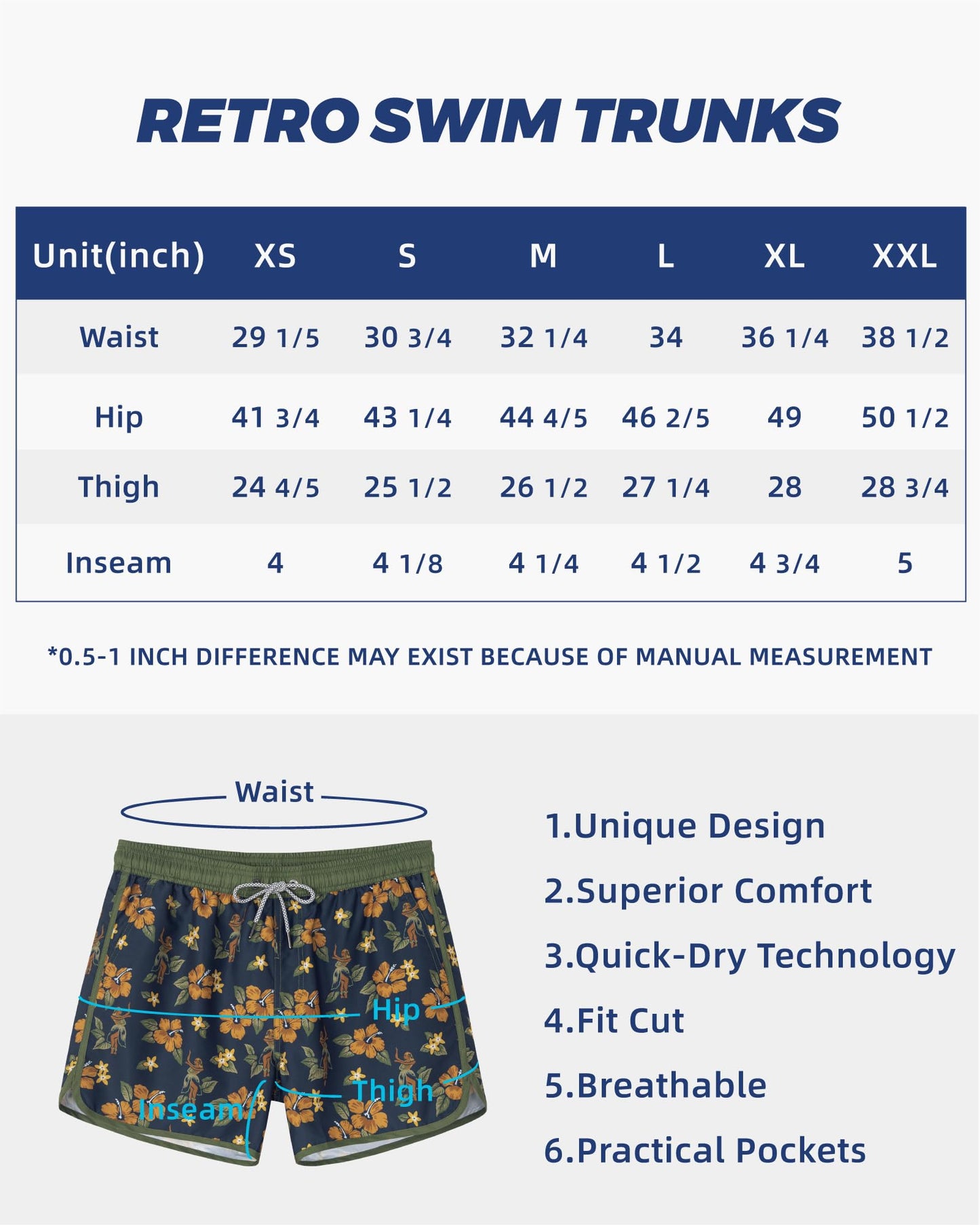 SURF CUZ Mens Swim Trunks 5" Swim Shorts Vintage Bathing Suits with Mesh Lining 80s 90s Retro Swimwear Board Shorts,Aloha,L