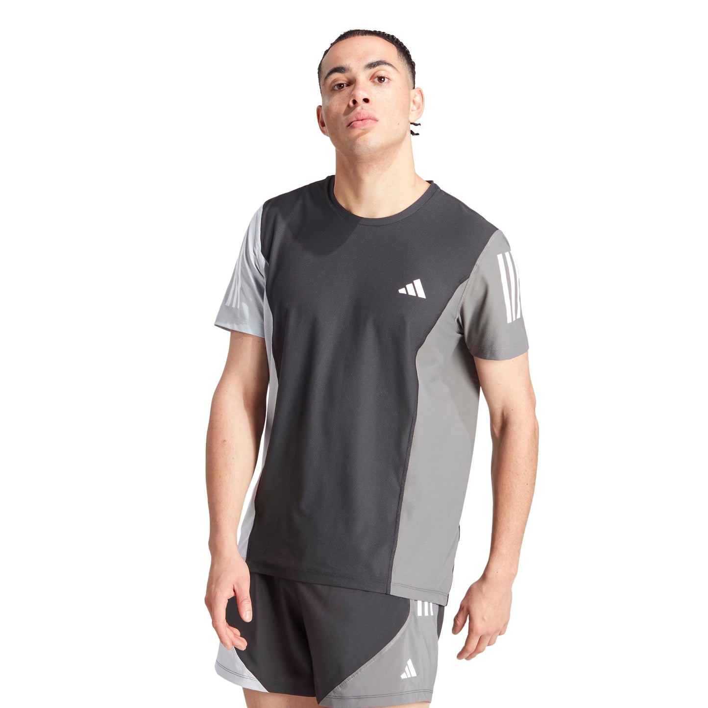 adidas Men's Own The Run Colorblock T-Shirt, Black/Halo Silver/Grey