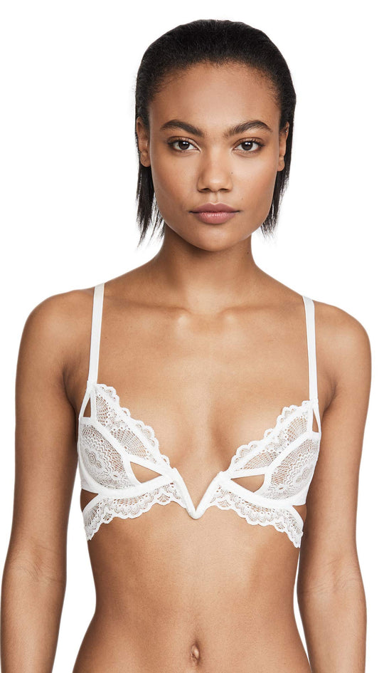Thistle and Spire Women's Kane Cutout V Wire Bra, Ivory, White, 34DD