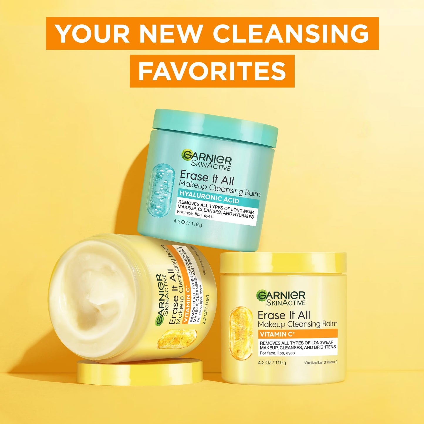 Garnier Erase It All Makeup Cleansing Balm with Vitamin C, Brightening Facial Cleanser and Makeup Remover, 4.2 Oz