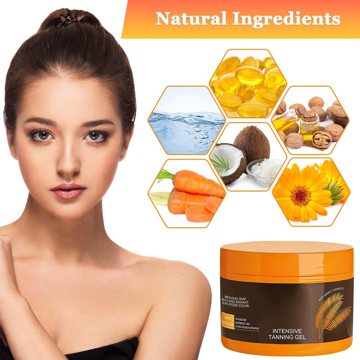 Luxury Intensive Tanning Gel, Natural Tanning Accelerator Lotion， Brown Tanning Gel, Natural Tanning Accelerator Cream Gel, for Sunbeds & Outdoor Sun (2pcs)