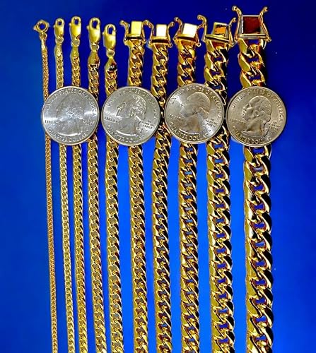 10K Yellow Gold Miami Cuban Necklace Bracelet Chain Men Women Jewelry 1.1g | 2mm | 7 Inches | MADE IN ITALY