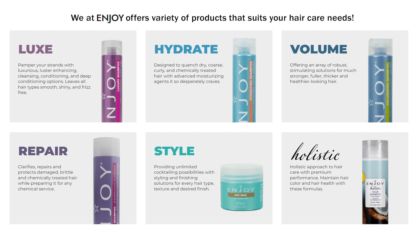 Enjoy Hair Mask 8 Oz 227 Grams | Add Moisture & Shine, Repair and Strengthen Dry, Unruly Hair | Color Safe | pH 4.5-5.5 | Sulfate-Free