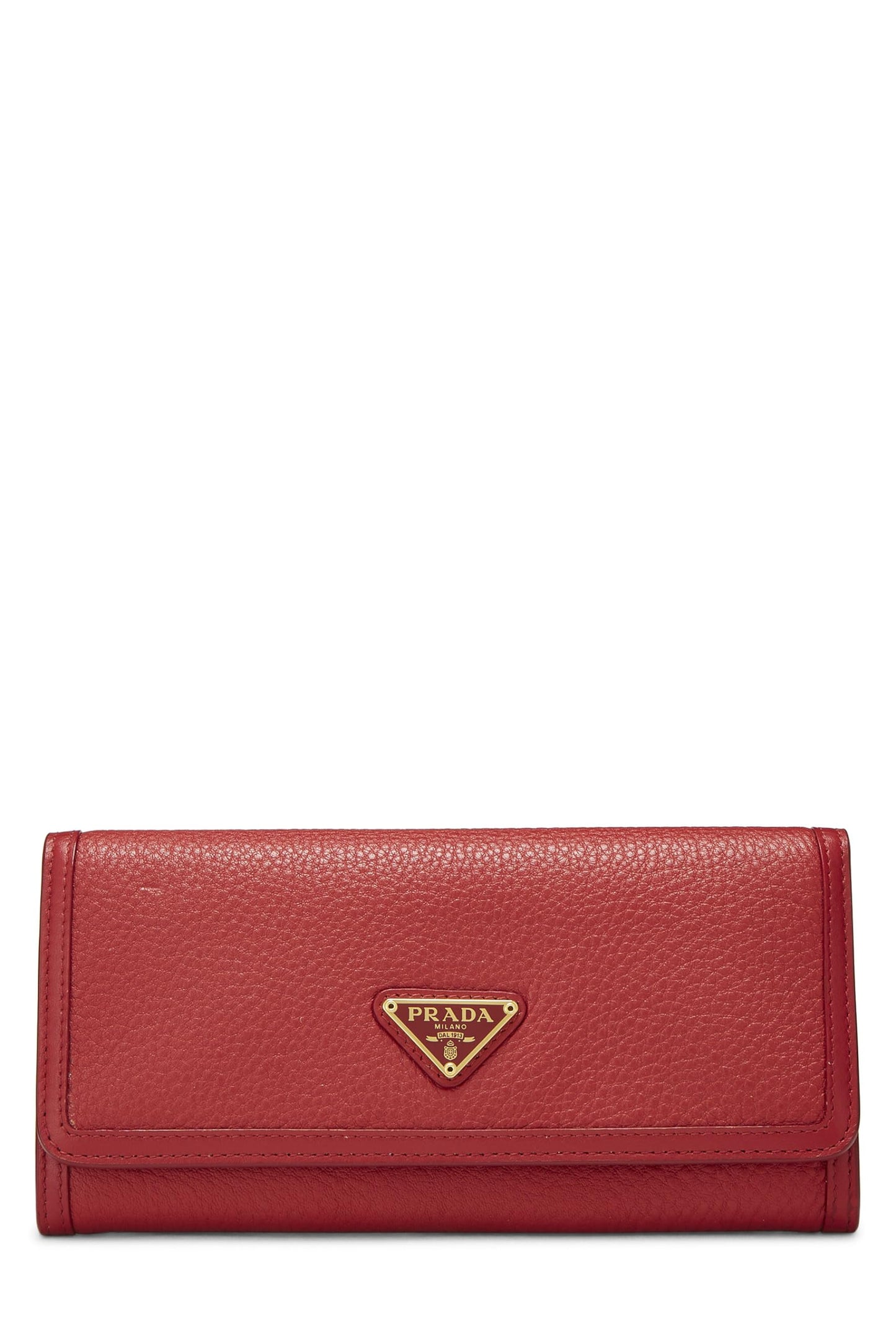 Prada, Pre-Loved Red Vitello Daino Contintental Wallet, Red