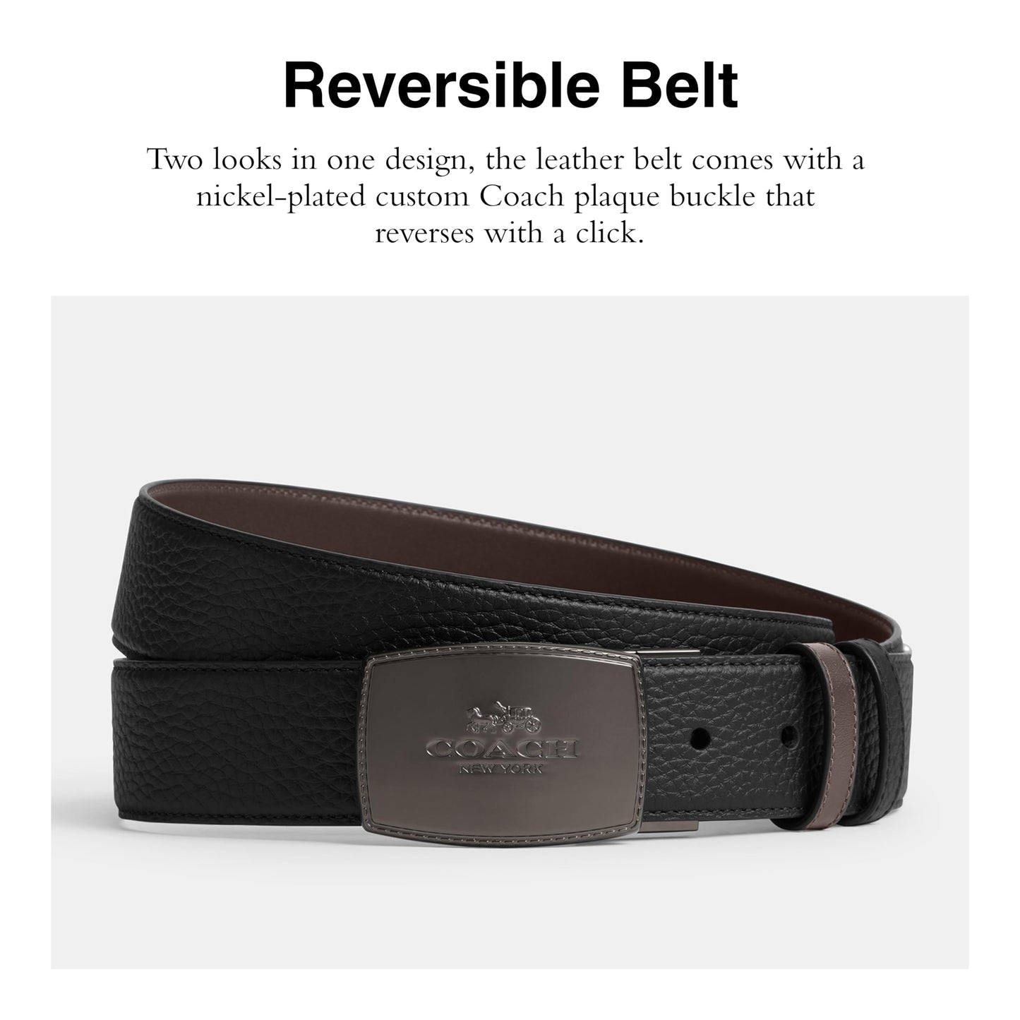 Stitched Plaque CTS/Rev Lthr Belt