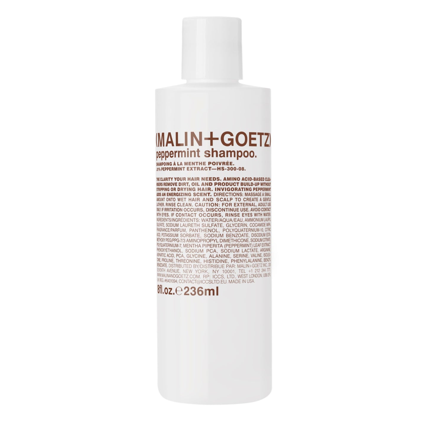 Malin + Goetz Peppermint Shampoo, 8 Fl. Oz. - Men & Women Clarifying Shampoo, Natural Hair Shampoo to Cleanse & Hydrate, Scalp Shampoo Treatment for All Hair Types, Vegan & Cruelty-Free