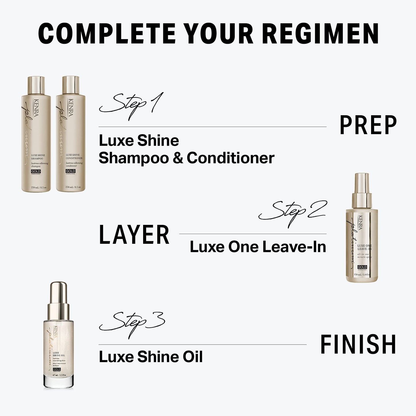Kenra Platinum Luxe Shine Shampoo | Gold Enriched | Lustrous Silkening Shampoo | Transforms Dull And Lifeless Strands To Glamorous And Full-Bodied Hair | All Hair Types | 8.5 fl. Oz