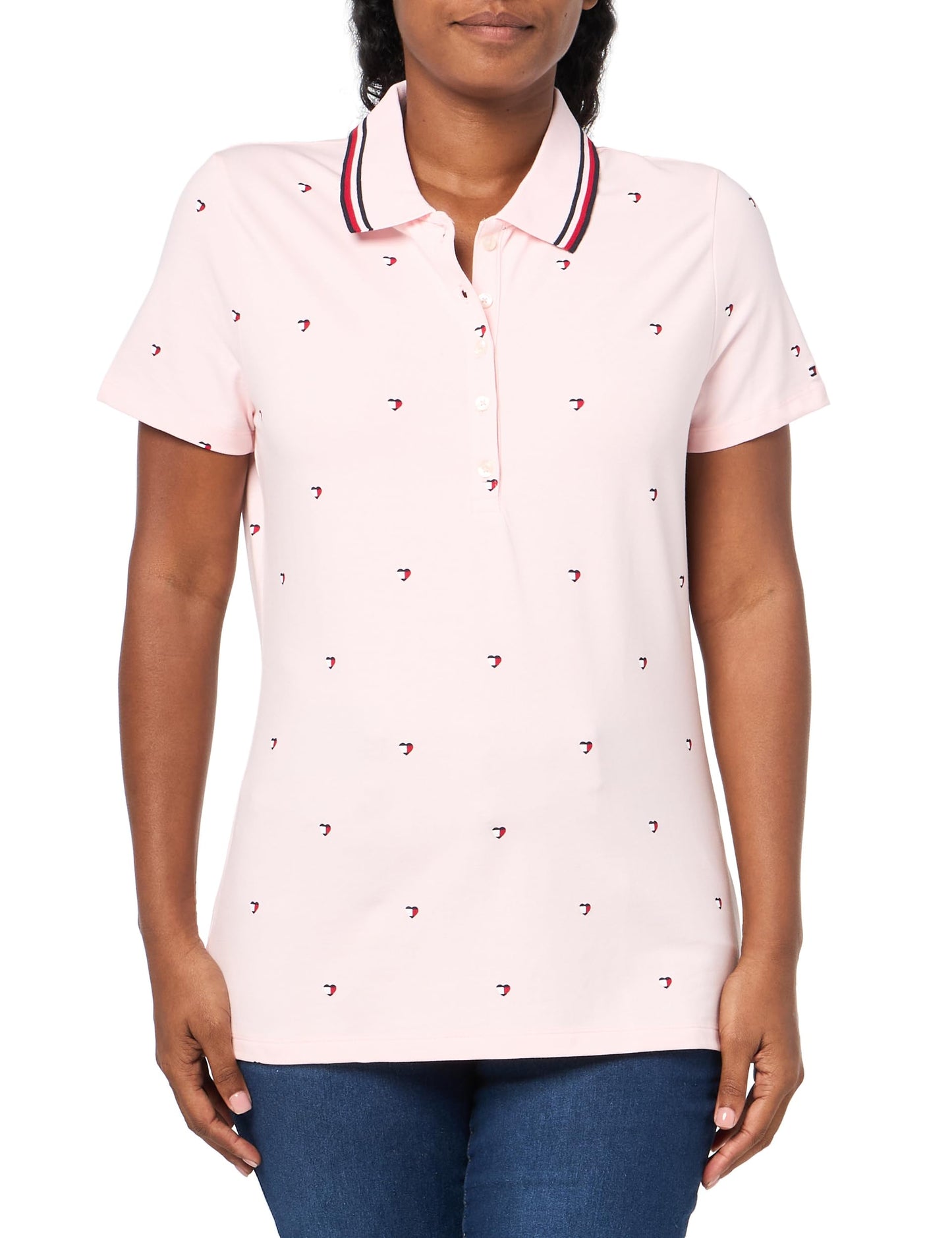 Tommy Hilfiger Women's Sportswear Polo, Balerina Pink Multi, XL