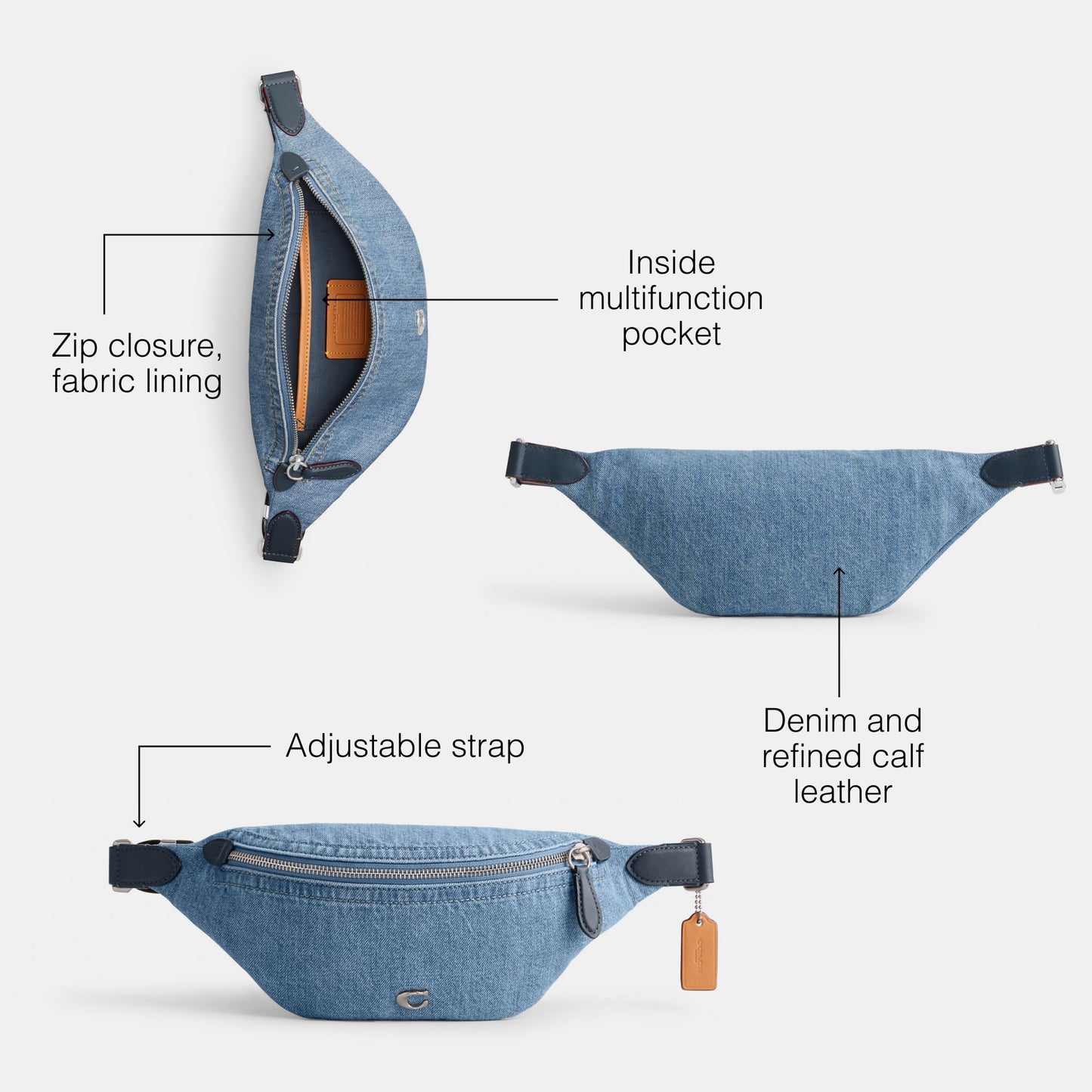 Coach Charter Belt Bag 7, Indigo Denim