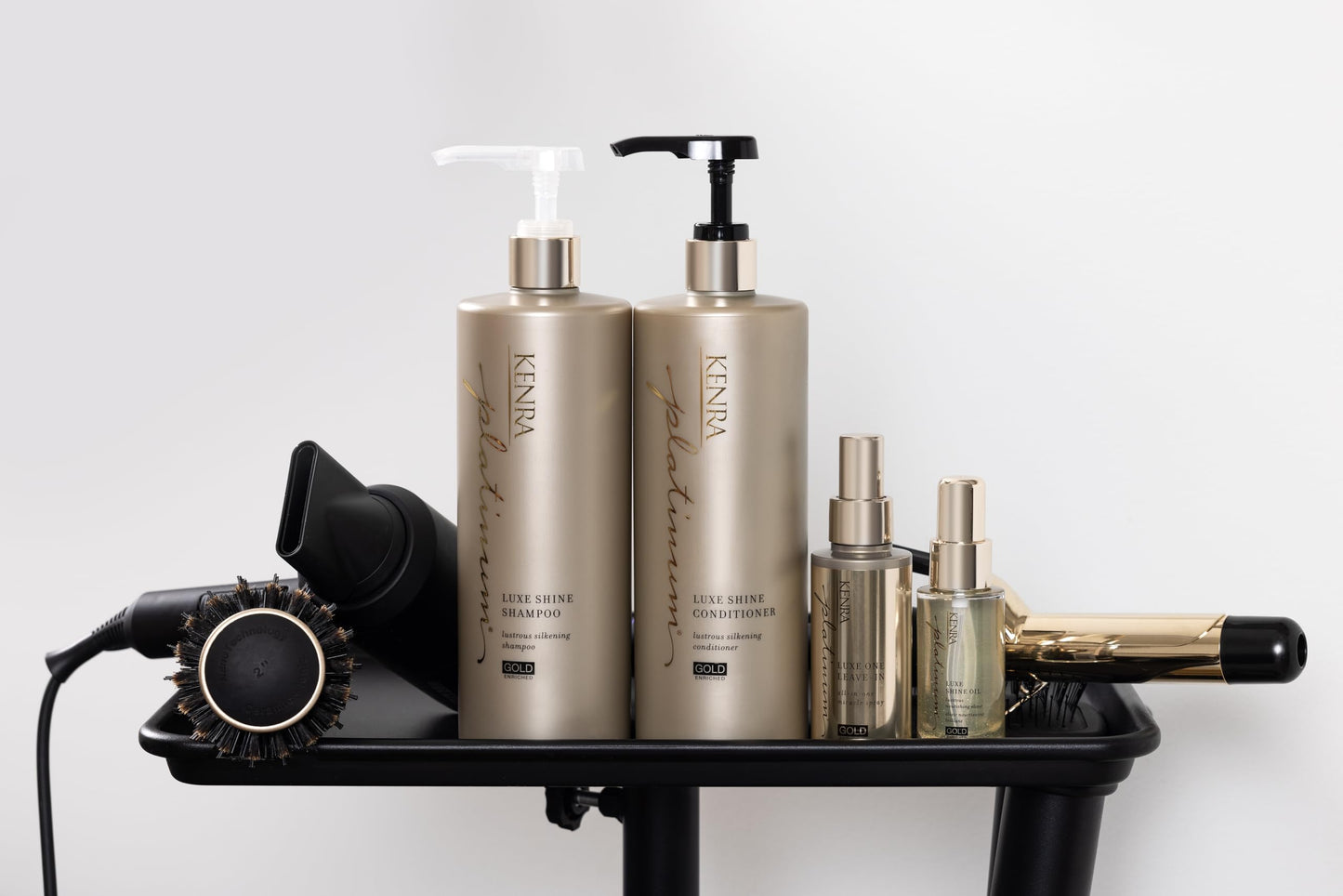 Kenra Platinum Luxe Shine Oil | Gold Enriched Nourishing Elixir |Enhances Shine & Manageability | Thermal Protection Up To 450F | Medium To Coarse Hair | 1.5 fl. Oz