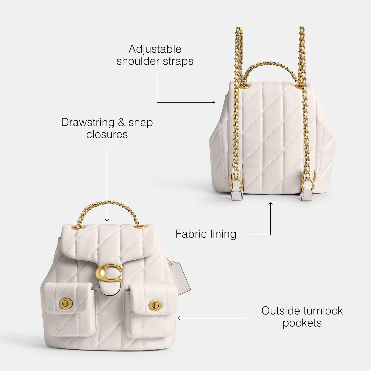Coach Women's Tabby Backpack, Chalk, Large