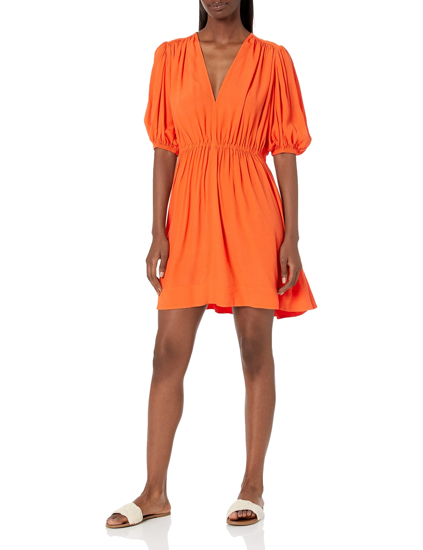HUGO Boss Womens Short Sleeve Crepe Casual Dress, Flame Red, 0 US