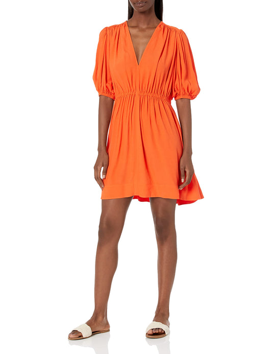 HUGO Boss Womens Short Sleeve Crepe Casual Dress, Flame Red, 0 US