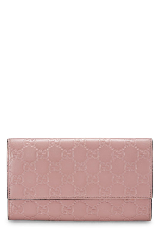 Gucci, Pre-Loved Pink Guccissima Continental Wallet, Pink
