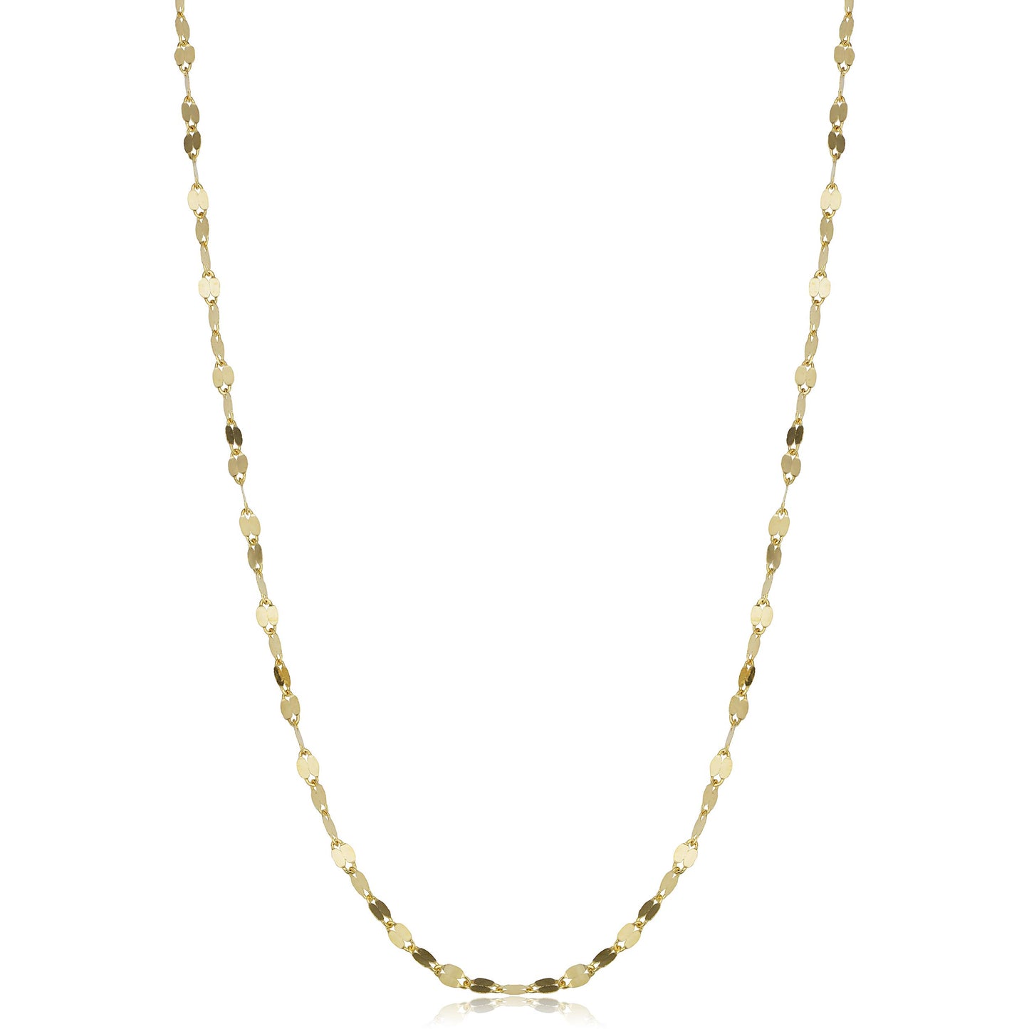 Kooljewelry 14k Solid Yellow Gold Flat Link Mirror Chain Necklace (1.9 mm, 16 inch)