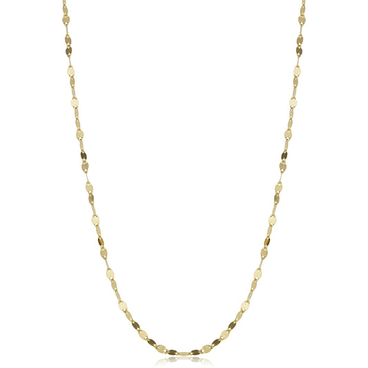 Kooljewelry 14k Solid Yellow Gold Flat Link Mirror Chain Necklace (1.9 mm, 16 inch)