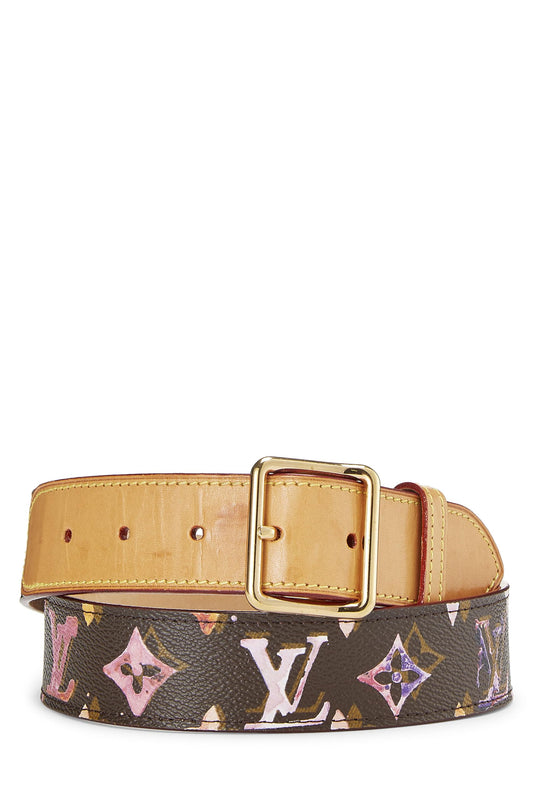 Louis Vuitton, Pre-Loved Richard Prince x Louis Vuitton Monogram Watercolor Ceinture Belt, Brown