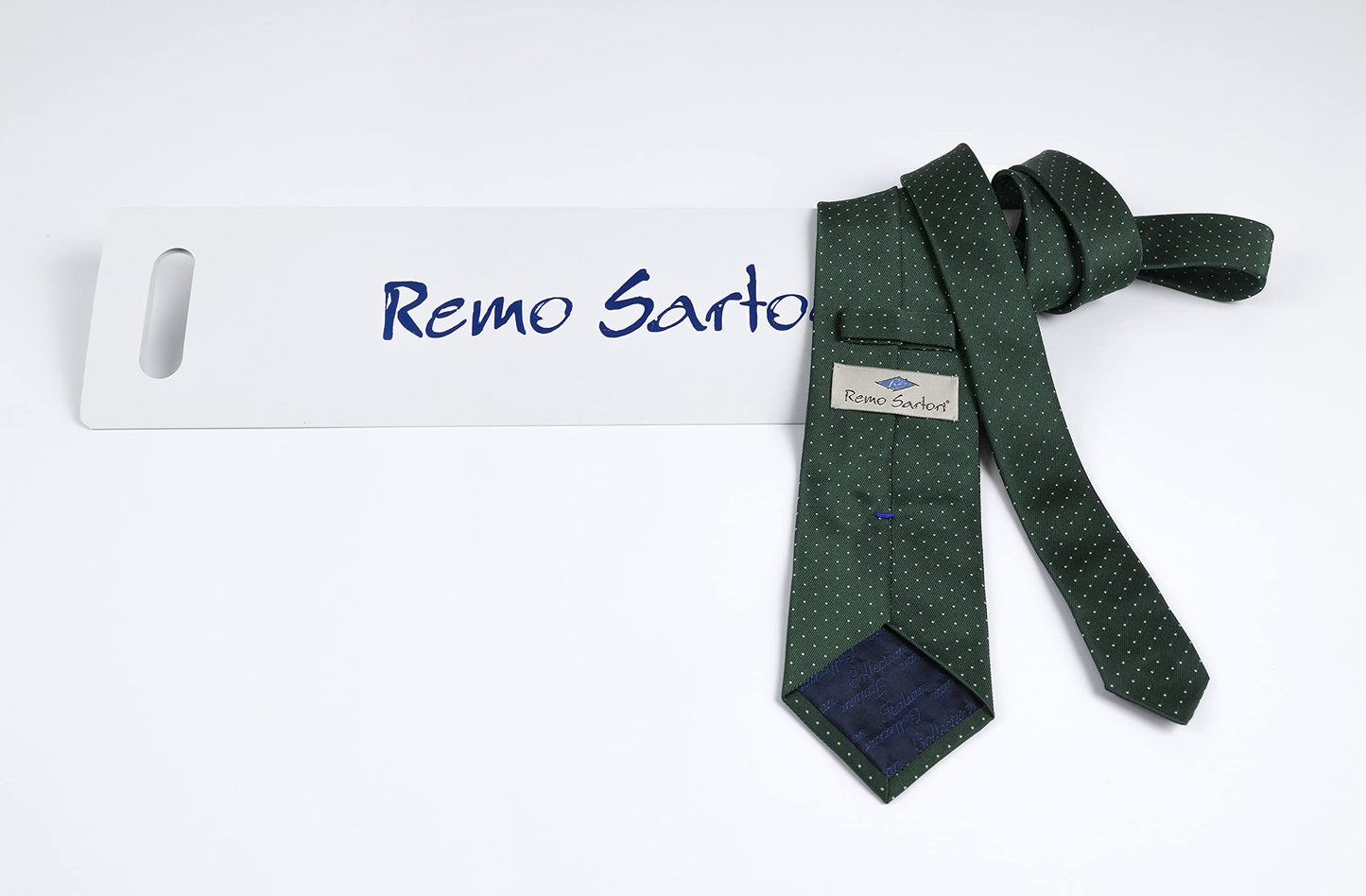 Remo Sartori Made in Italy Men's Gradients Dots Necktie, 3.34'' Width, 100% Silk (Green)