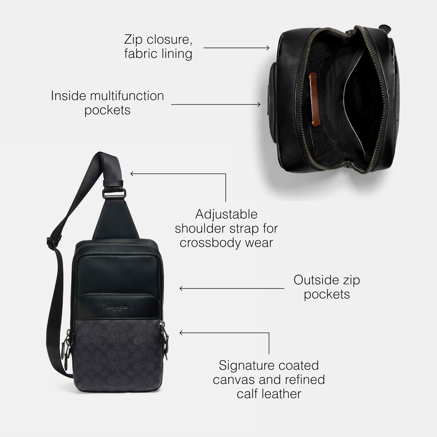 COACH Mens Signature Gotham Pack, Ji/Charcoal/Black