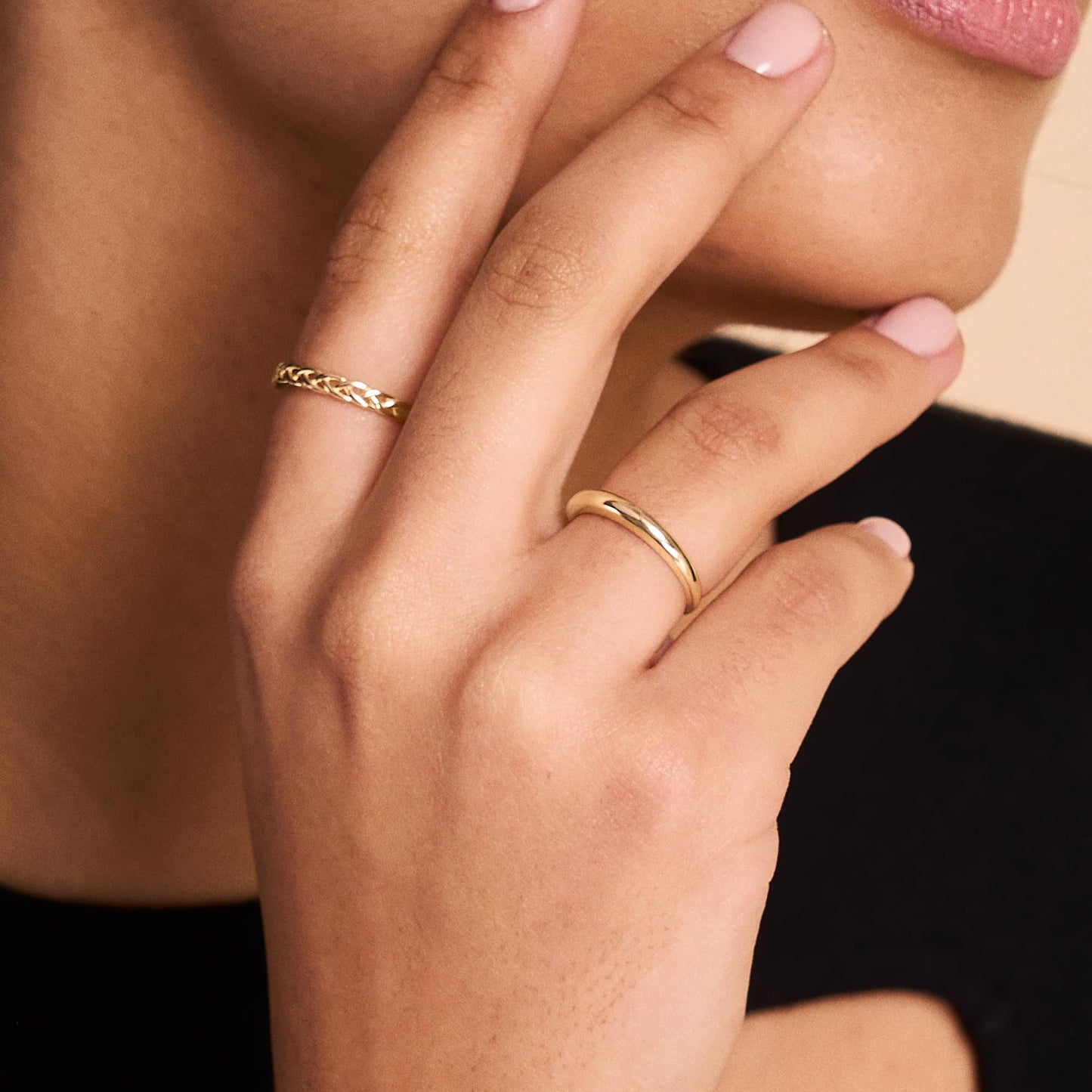 GELIN 14k Solid Gold Stackable Ring for Women - Size 5