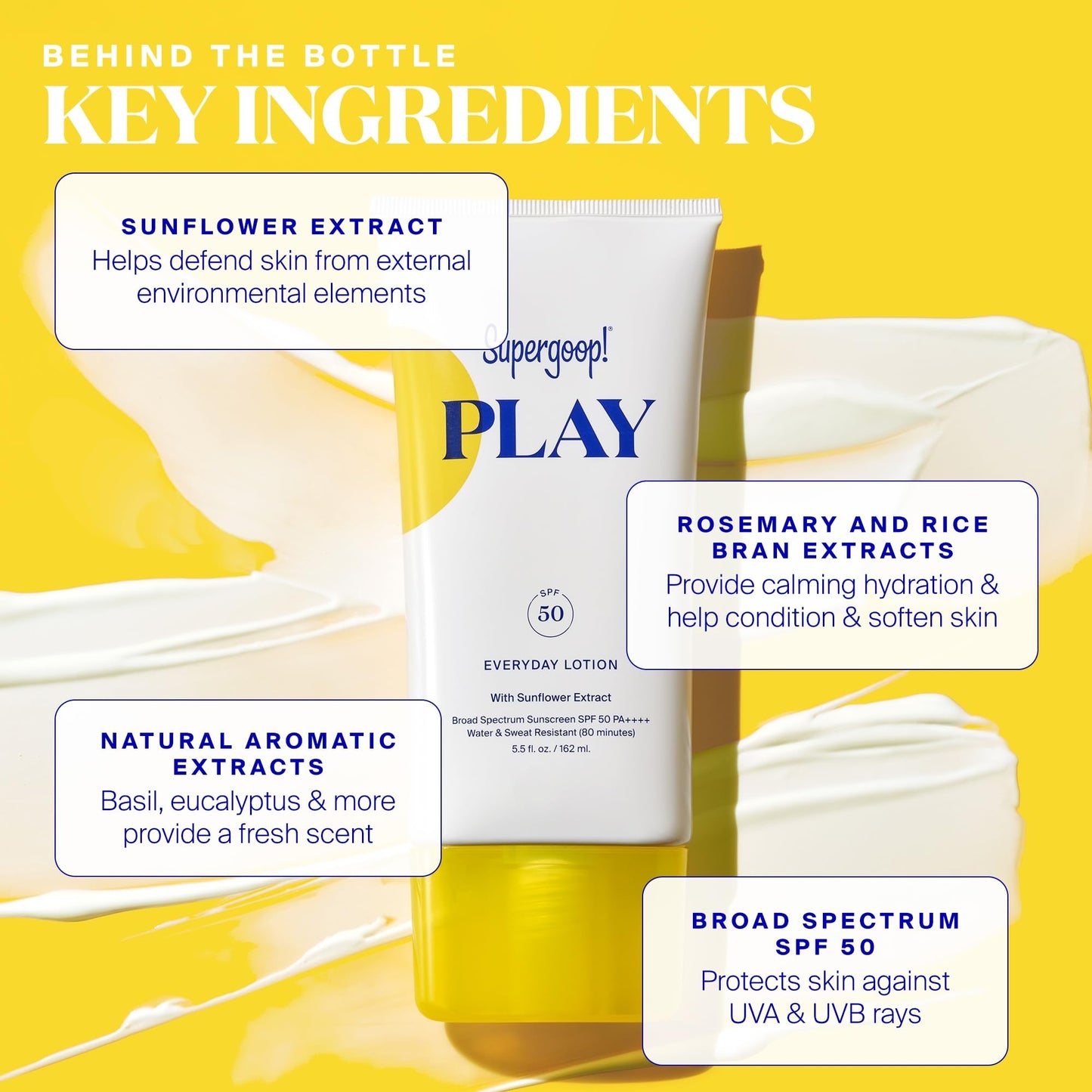 Supergoop! PLAY Everyday Lotion SPF 50-18 fl oz - Broad Spectrum Body & Face Sunscreen for Sensitive Skin - Great for Active Days - Fast Absorbing, Water & Sweat Resistant