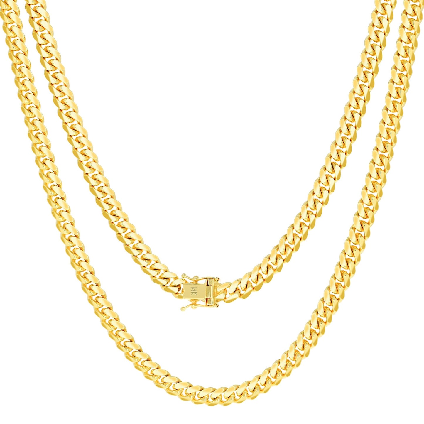 Nuragold 14k Yellow Gold 6mm Solid Miami Cuban Link Chain Pendant Necklace, Mens Jewelry Box Clasp 20" 22" 24" 26" 28" 30"