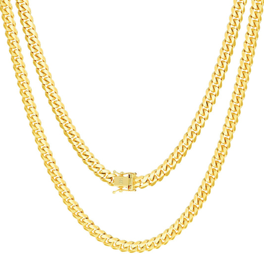 Nuragold 14k Yellow Gold 6mm Solid Miami Cuban Link Chain Pendant Necklace, Mens Jewelry Box Clasp 20" 22" 24" 26" 28" 30"
