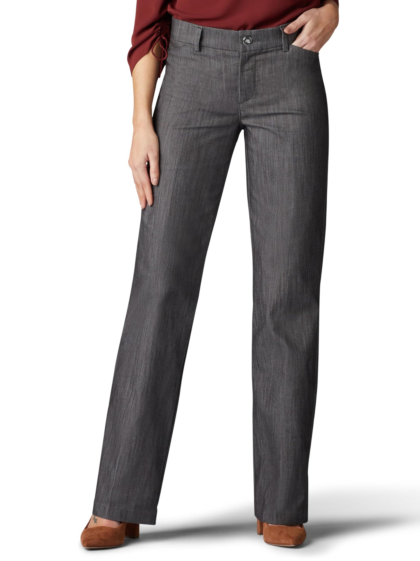 Lee Women's Ultra Lux Comfort with Flex Motion Trouser Pant Carbon Rinse 6 Medium