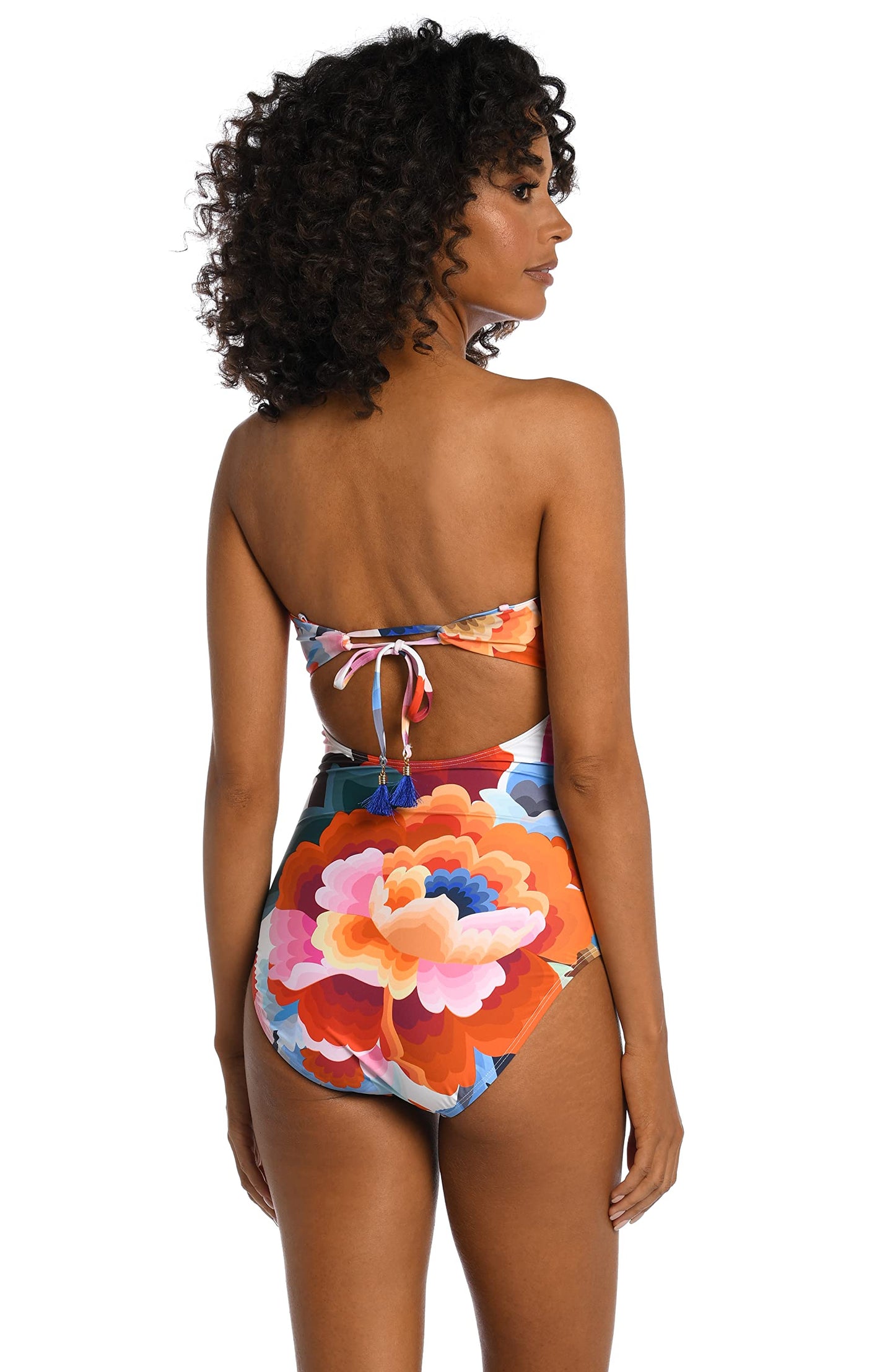 La Blanca Women's Bandeau One Piece Swimsuit, Multi//Floral Rhythm, 10