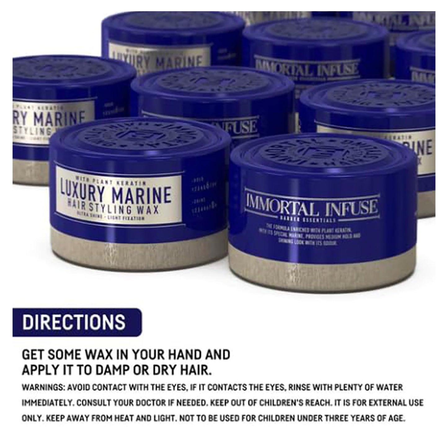 Immortal NYC Hair Waxes for Men - ''Luxury Marine'' Hair Styling Wax-Shine/Strong Hold - With Plant Keratine