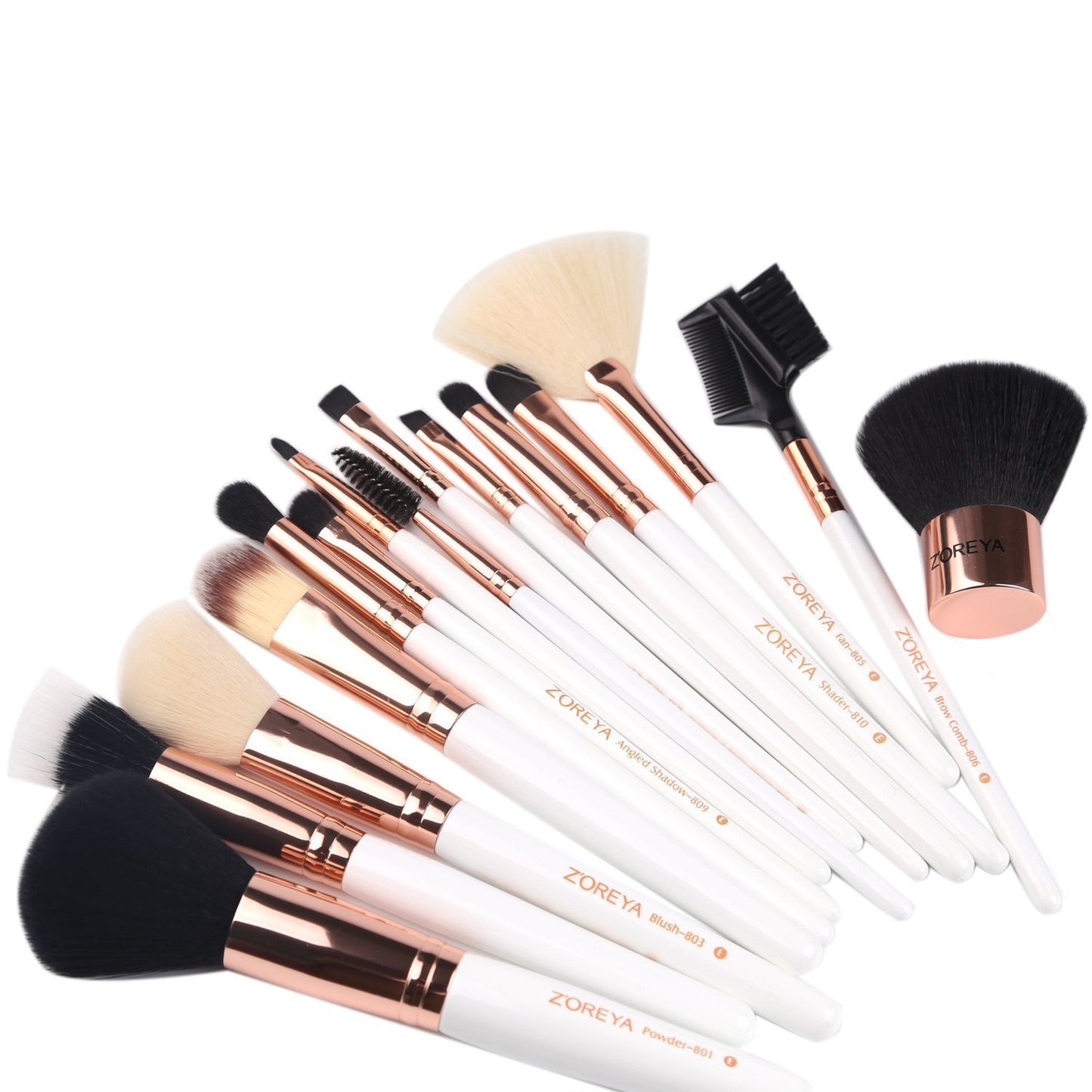 Z'OREYA Makeup Brushes Set,15pcs Rose Gold Luxury and Fashion Makeup Brushes,Professional Premium Synthetic Foundation Powder Concealers Eye Shadows Makeup brushes Set with Perfect Vegan Leather Bag