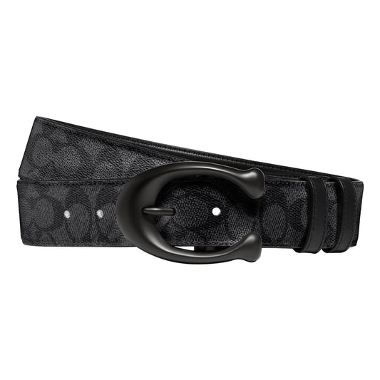 Coach Men's 40 Mm Sculpted C Belt, Black/Charcoal, One Size