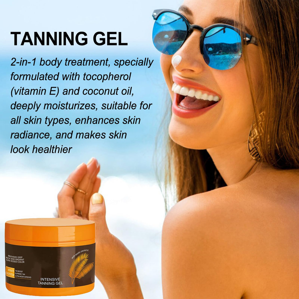 2Pcs Luxury Intensive Tanning Gel, Intensive Tanning Luxe Gel, Natural Tanning Accelerator Cream Gel,Tanning Cream for Sunbeds & Outdoor Sun 5oz/pcs