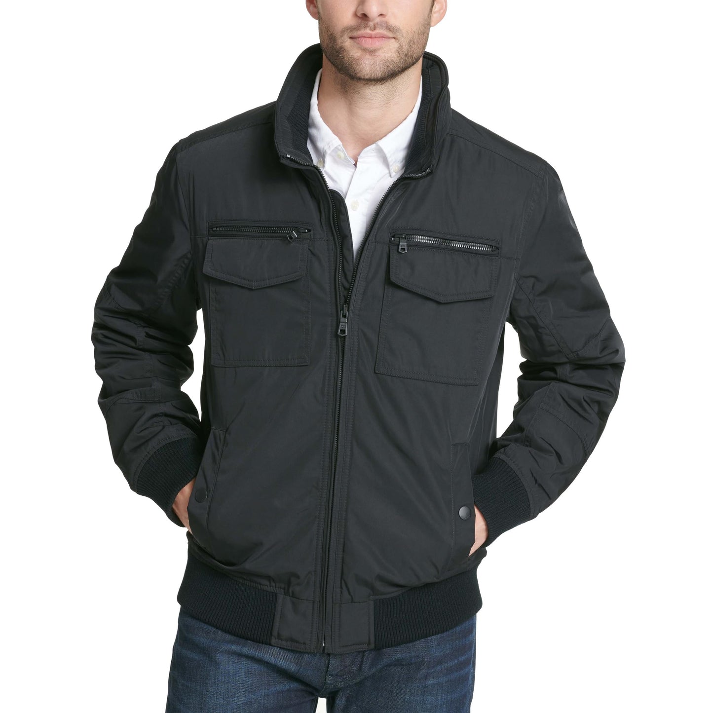 Tommy Hilfiger Men's Water and Wind Resistant Performance Bomber Jacket (Standard and Big & Tall), Black, X-Large