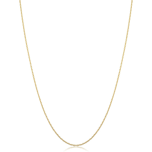Kooljewelry 14k Yellow Gold Rope Chain Pendant Necklace (0.7 mm, 16 inch)