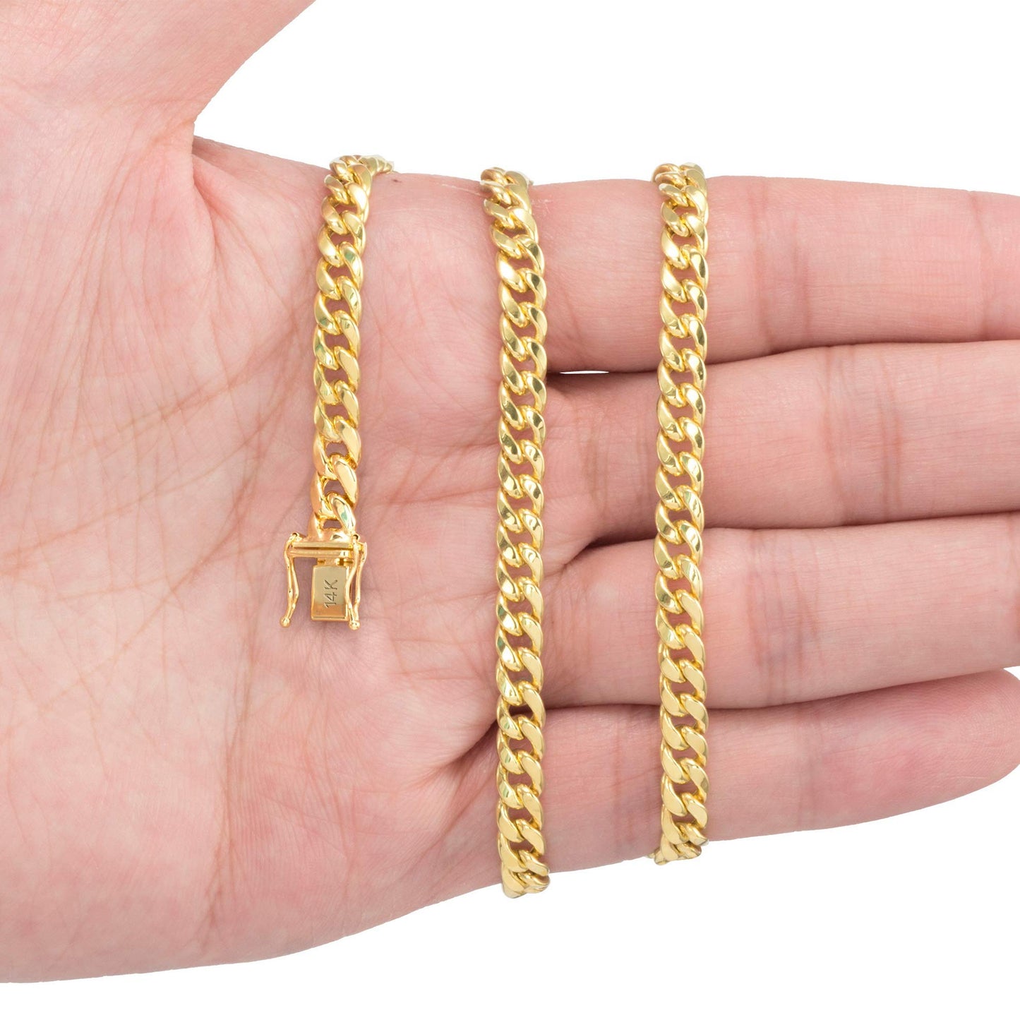 Nuragold 14k Yellow Gold 5.5mm Miami Cuban Link Chain Bracelet, Mens Womens Jewelry Box Clasp 7" 7.5" 8" 8.5" 9"